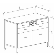 Стол-тумба с ящиками и розетками 1200 СТЛдб-М с/я.р. (2+4)