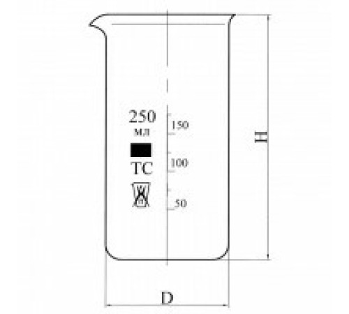Стакан В-1-100 высокий с делениями и носиком, ТС