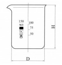 Стакан Н-1-50 низкий с делениями и носиком, ТС