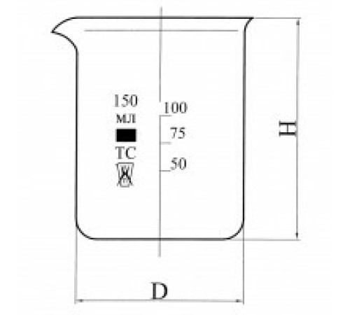 Стакан Н-1-3000 низкий с делениями и носиком, ТС